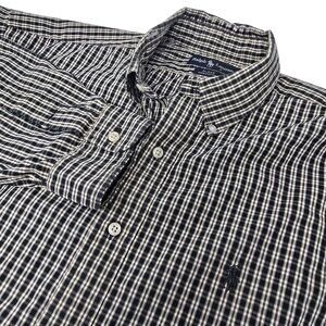 Ralph Lauren‎ Blake Button Down Shirt Large Tan Black Men's Long Sleeve